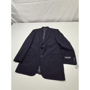 John Alexander Suit Jacket Mens 44L Blue Wool Classic 2 Button Long Blazer NWT